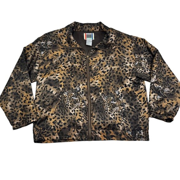 EVR Jackets & Blazers - EVR Vintage 80's 100% Silk Animal/Leopard Print Zip Up Jacket Women's Size M